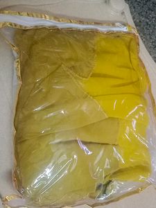 Beautiful Mustard Gown With Netted Layer