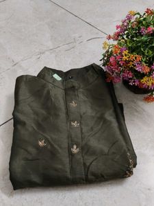 Sparkling Dark Green Kurti With Lining