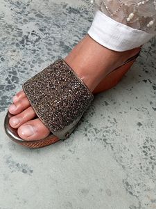 Silver Embalished Heel Wedges