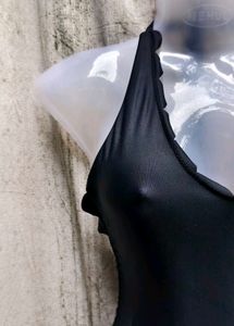 Black Scalloped One Piece Swimsuit