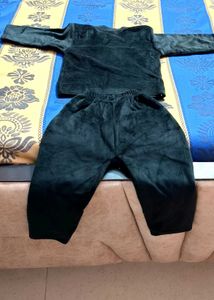 Burberry Style Black Velvet Winter Set for Baby