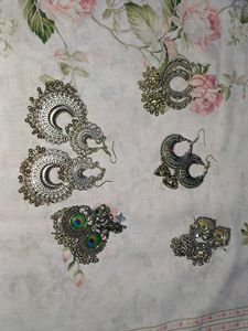 Assorted Silver Earrings Set of 5