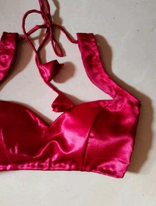 Broad Sweetheart Neck Strappy Padded Satin Blouse