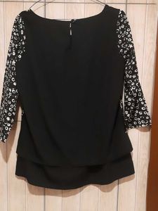 Elegant Black &amp; White Print Top