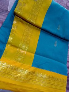 Blue & Yellow Silk Saree