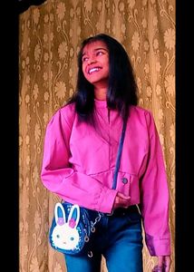 Pink Cropped Jacket & Bunny Bag