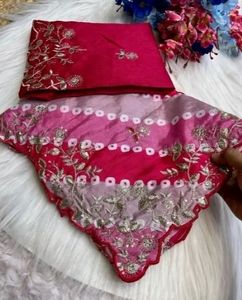 chinon silk saree with heavy Pallu Zari Work