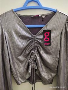Sparkly Silver Crop Top - XS