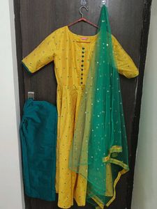 Yellow Anarkali Suit with Dupatta