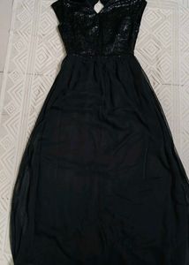 Maxi Black Party Wear Sequins Dress