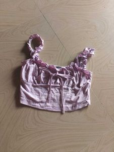 Lavender Ruffle Crop Top