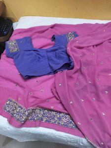 Beautiful Pink Work Saree