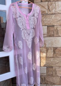 Pink Chikankari Kurti