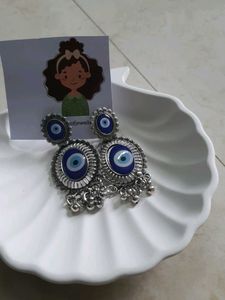 Oxidized Evil Eye Earings
