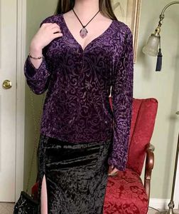 Gothic Vintage Velvet Mesh Fitted Shirt/Top
