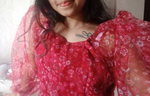 Floral Print Sheer Sleeve Dress