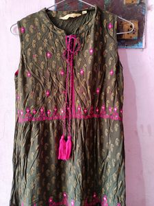 Trends Brown Sleeveless Frock,Size Xs