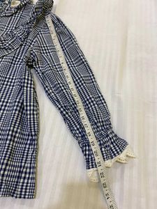 Cute Ruffle Plaid Top Bust 36-38