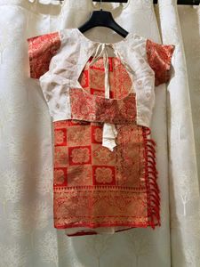 Bengali Traditional White-red Saree