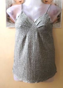 Gray Ribbed Knit Cami Top
