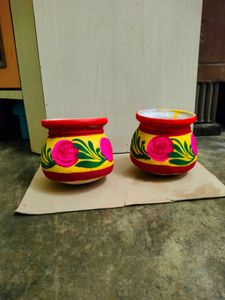 Hand-Painted Decorative Pots - Set of 2