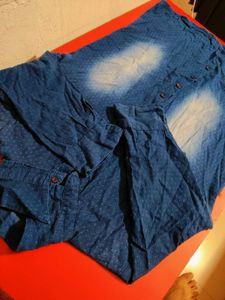 Blue Patterned Button-Down Shirt