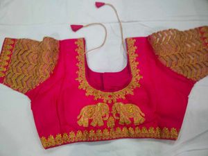 Red Embroidered Saree Blouse