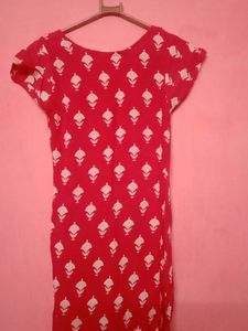 Rani pink &amp; White Printed Dress