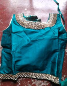 Teal Embellished Lacha Set