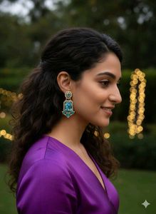 Elegant Blue Stone Drop Earrings