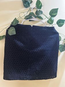 Navy Eyelet Mini Skirt