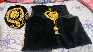 Embroidered Ethnic Vest &amp; Cap Set