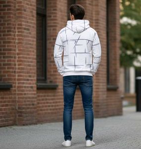 White Graphic Print Hoodie