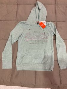 SUPERDRYBrand Embossed Hoodie with Kangaroo Pocket