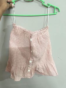 Pink Smocked Tube Top