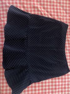 Navy Polka Dot Ruffle Skirt