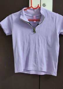 Cute Lilac Zip-Up Crop Top