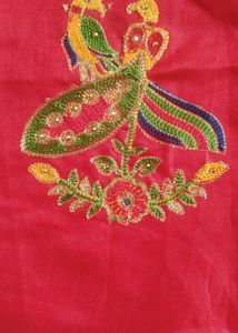 New Embroidery Work Saree Pink