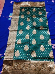 Banarasi Will Saree With zari Border Green Colour