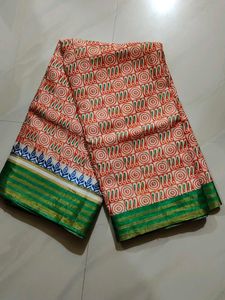 Vintage Style Block Print Saree