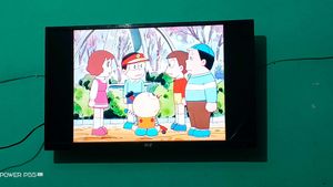 Used TV with Doraemon playing