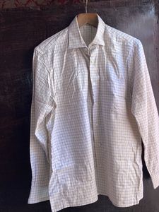 Louise Philippe - Beige Colour With Blue Linen Shi