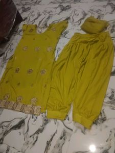 Green Punjabi Suit with Dupatta