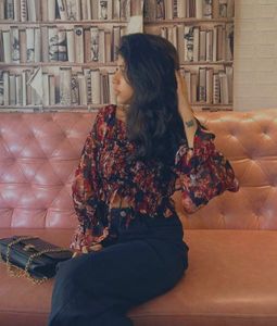 Multicolor Puff Sleeves Top ❤️
