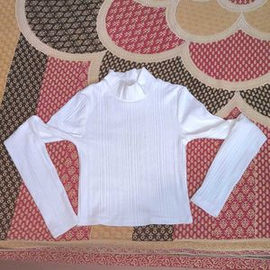 H&m Turtle Neck White Top