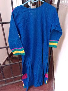 Blue Embroidered Kurti