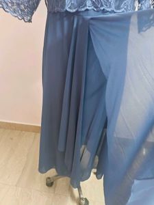 Blue Lace Overlay Dress