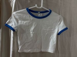 Cute White & Blue Trim Top