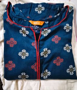 Teal Color Pure Cotton GERUA printed Kurta