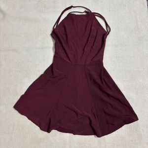 Wine Red Hot Mini Back Cross Dress♨️